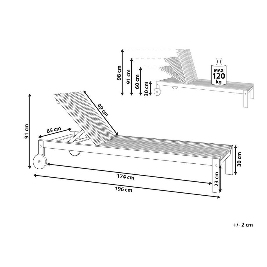Beliani Sonnenliege aus Akazienholz Rustikal BELLANO  