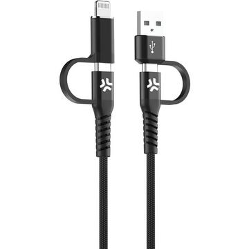 Cavo 4 in 1 da USB-C/USB-A a USB-C/Lightning Max 60 W 2 m Nero