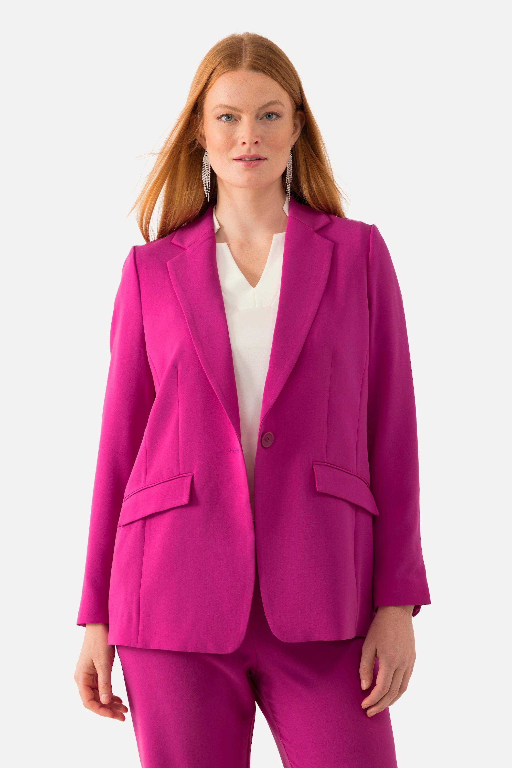 Ulla Popken  Blazer avec col à revers, poches à rabat et fermeture 1 bouton 