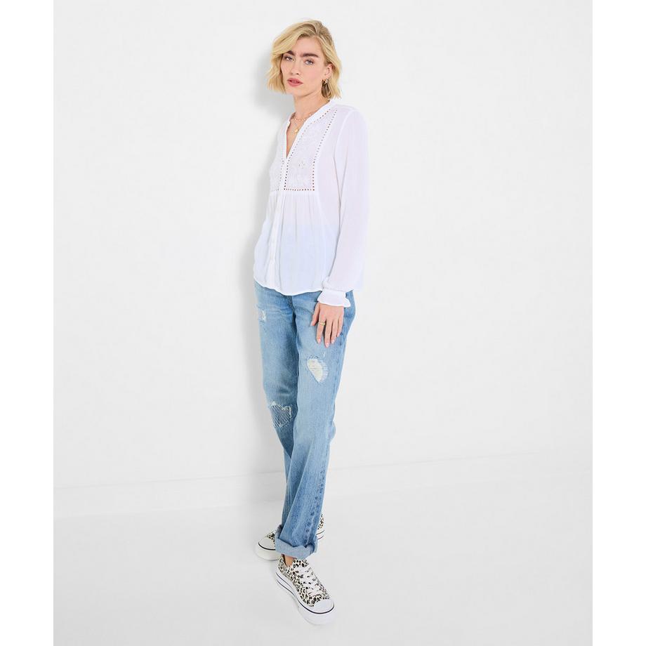 Joe Browns Bluse Lochstickerei Rüschenmanschetten  