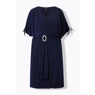 Ulla Popken Abito midi oversize drappeggiato scollo a V mezza manica  