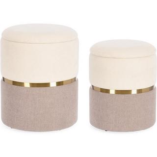 mutoni Pouf con contenitore Radinka bianco rosa (set di 2)  