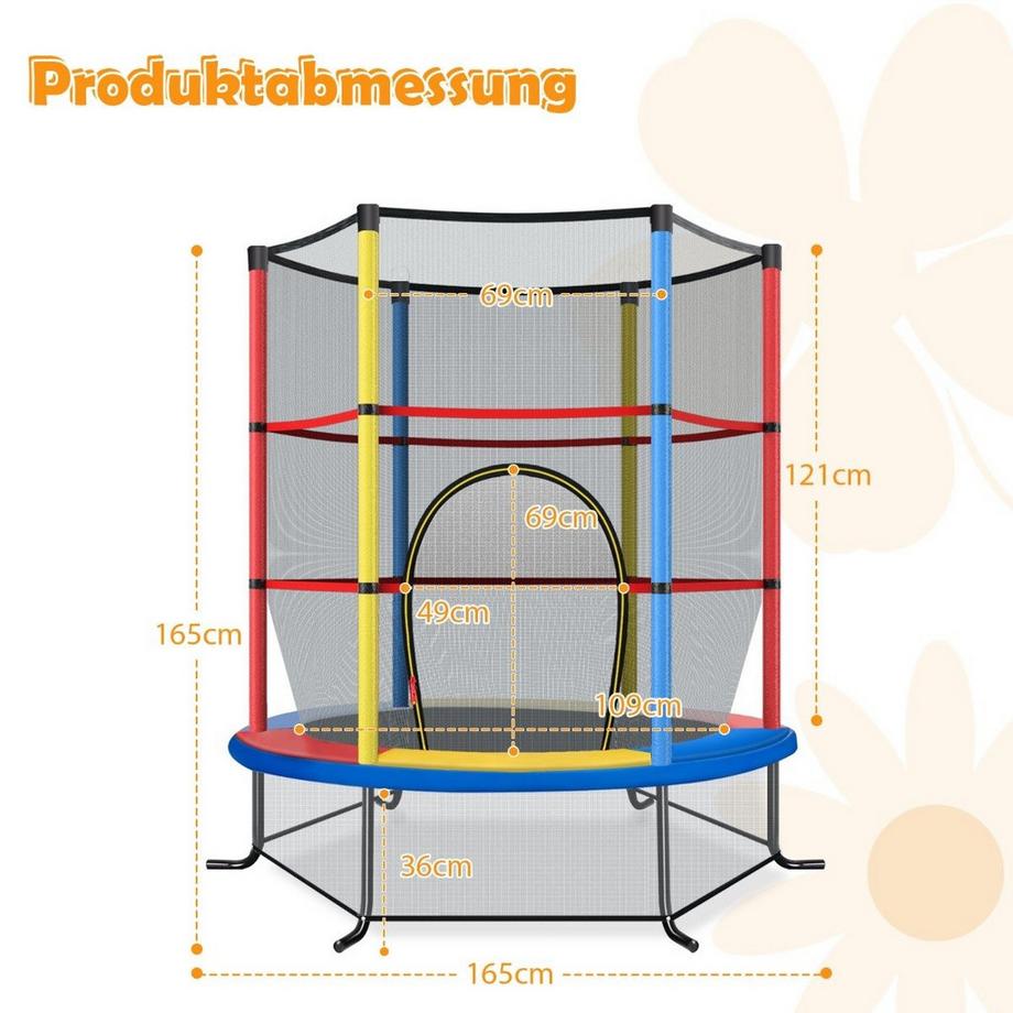 Northix Trampolino per bambini con rete di sicurezza  