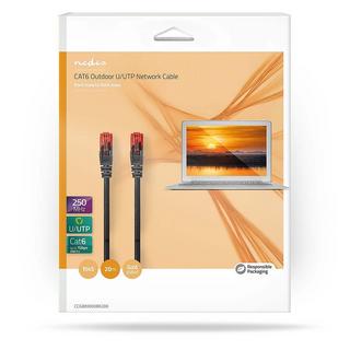 Nedis  Câble réseau CAT6 | RJ45 mâle | RJ45 mâle | U/UTP | 20 m | Extérieur | Rond | PVC | Noir | Boîte 