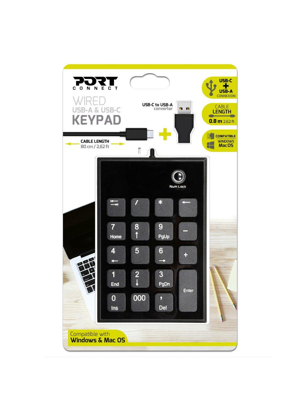 Port Designs  900801 Numerische Tastatur Laptop USB Schwarz, Grau 
