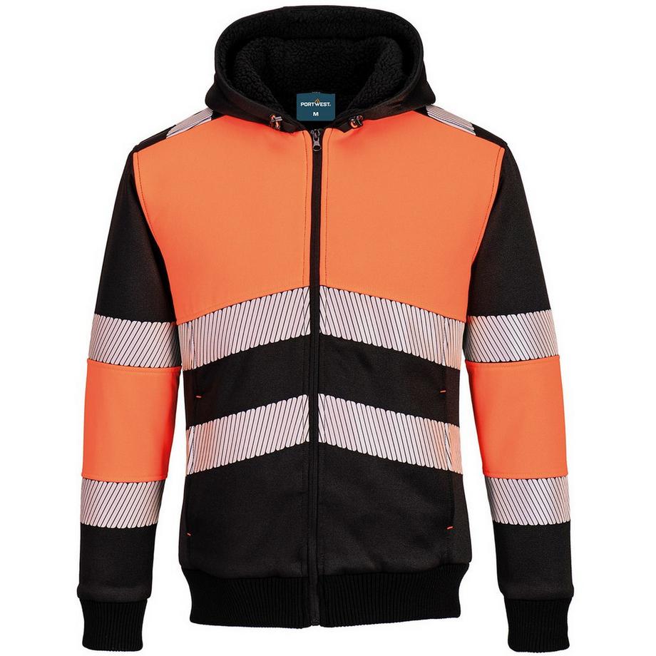 Pw3 Class 1 Felpa Con Cappuccio E Zip Intera Alta Visibilità