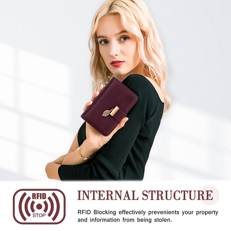 Only-bags.store Portefeuille en cuir avec protection RFID 18 fentes pour cartes chaîne à fermeture éclair et lanière  