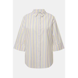 Ulla Popken Hemdbluse Bubble-Strukturstreifen Hemdkragen 3/4-Arm  