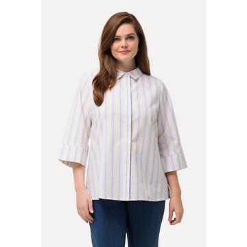 Camicia con righe con crespatura a bolle, collo da camicia e maniche a 3/4