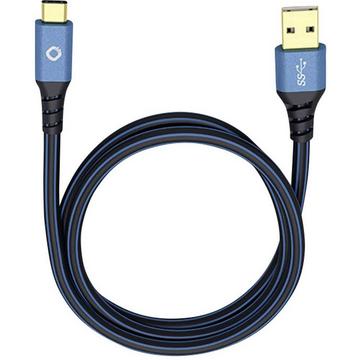 Cavo USB USB 3.2 Gen1 (USB 3.0) Spina USB-A, Spina USB-C® 3.00 m Blu contatti connettore dorati