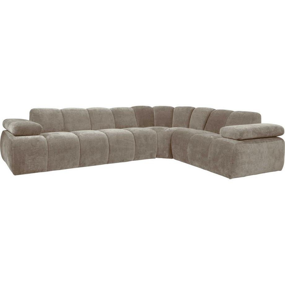 Canapé d'angle Mojo droit tissu côtelé sable foncé 310x230