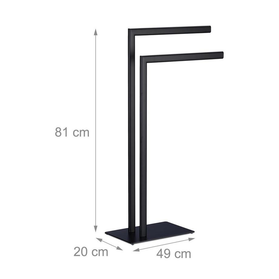 Northix  Schwarzer Handtuchhalter mit 2 Stangen 