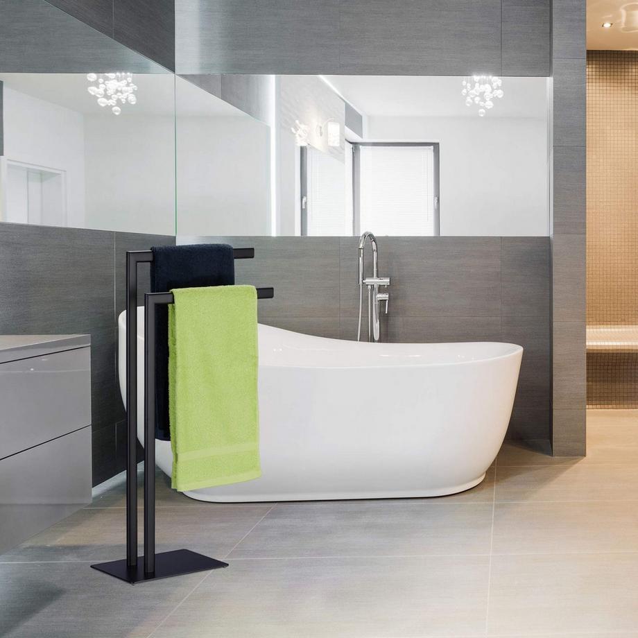 Northix  Schwarzer Handtuchhalter mit 2 Stangen 