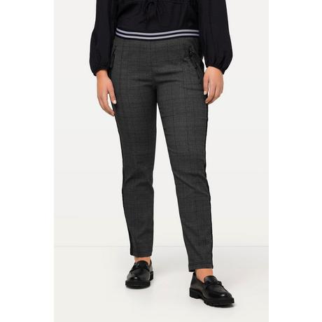 Ulla Popken  Pantalon, galon, ceinture élastique à rayures, poches zippées 