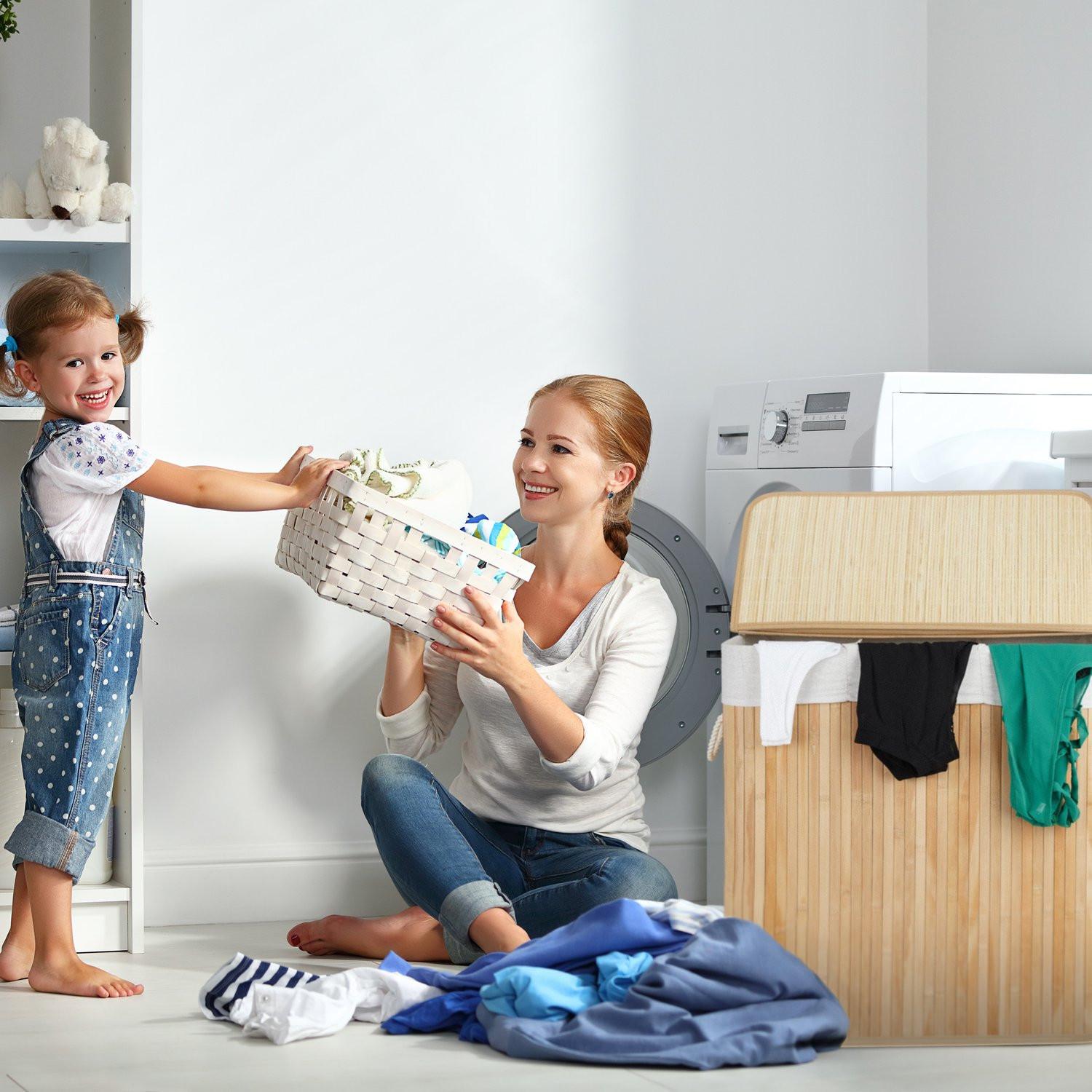 B2X Bambus Wäschekorb 3 Fächer  