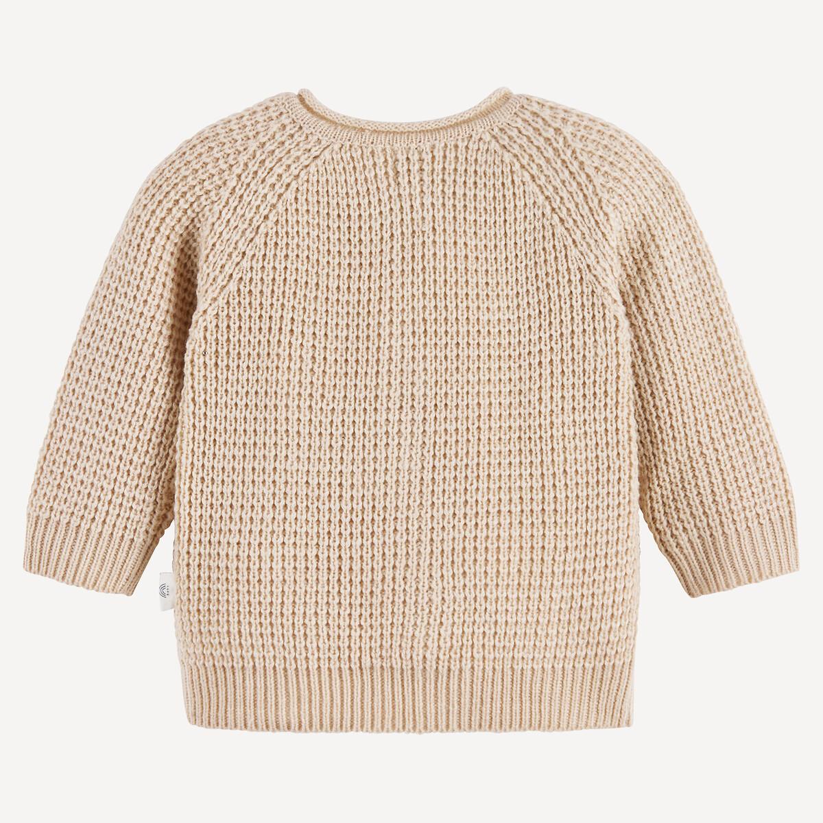 La Redoute Collections  Baby Grobstrick-Cardigan mit rundem Ausschnitt 