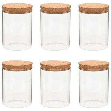 6 pcs pots de conservation en verre et couvercle en liège verre