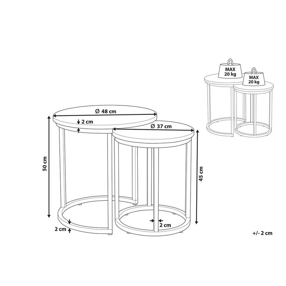 Beliani Beistelltisch 2er Set aus MDF-Platte Modern DIXIE  
