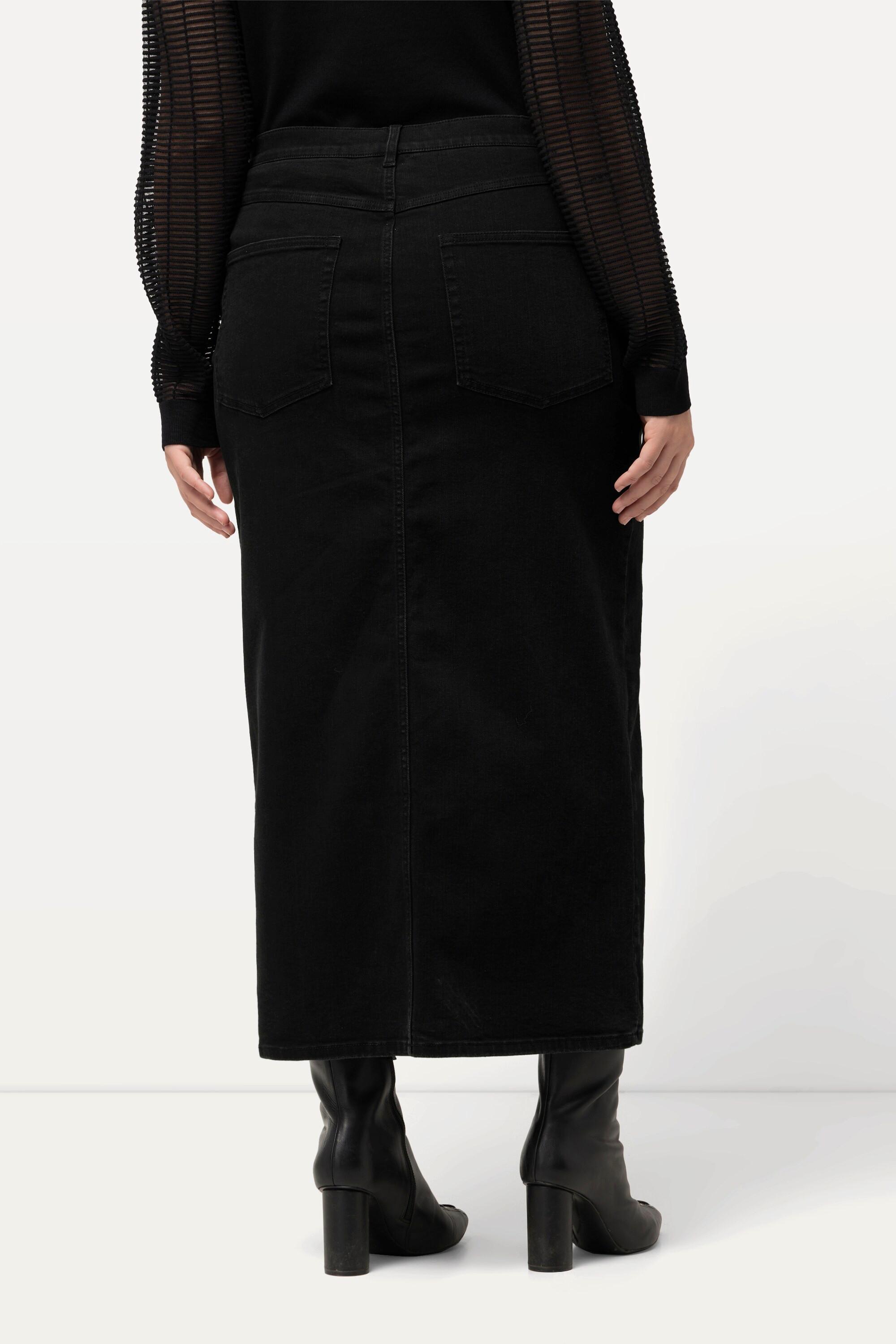 Ulla Popken Jeans Midirock Saumschlitz Komfortbund  