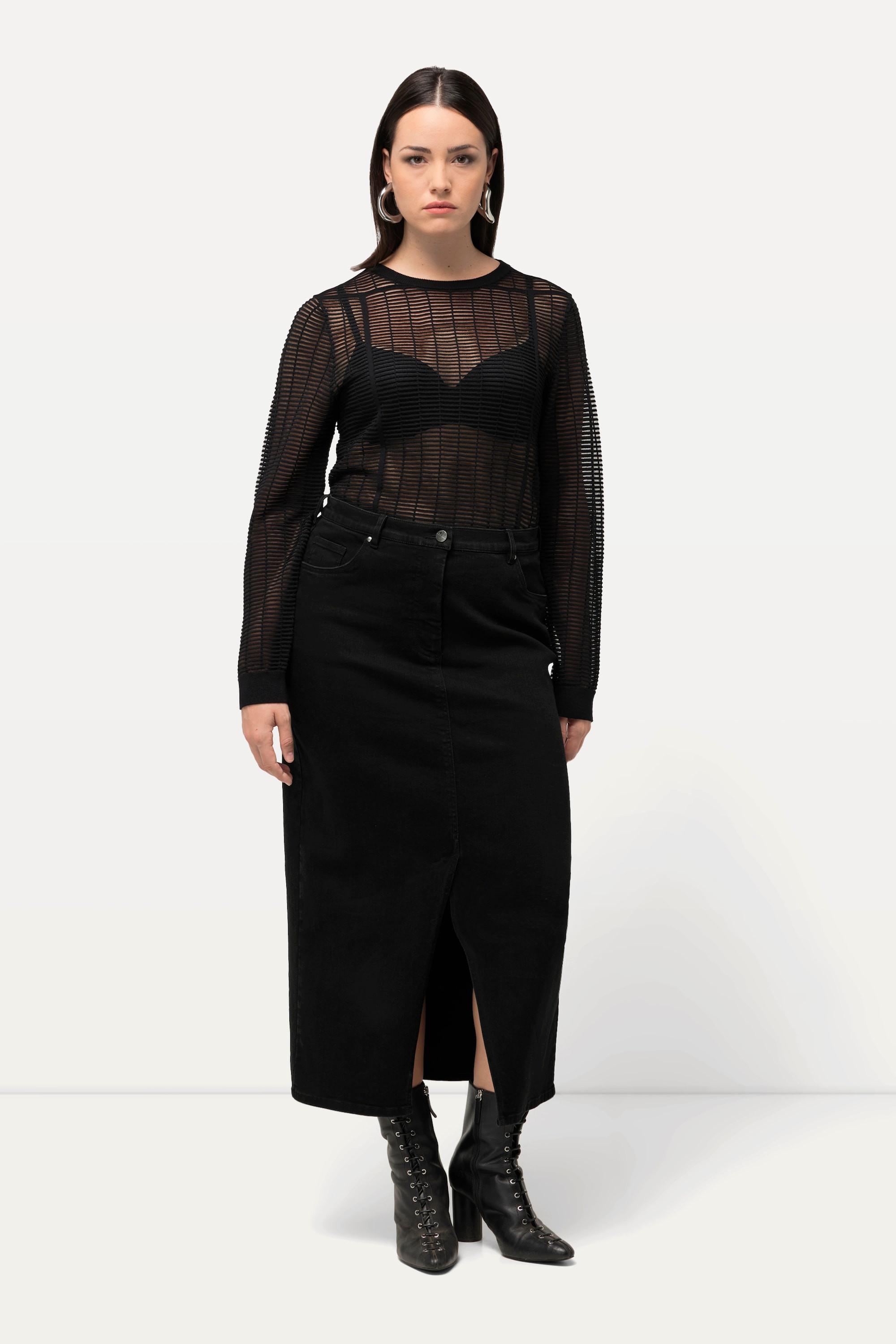 Ulla Popken Jeans Midirock Saumschlitz Komfortbund  