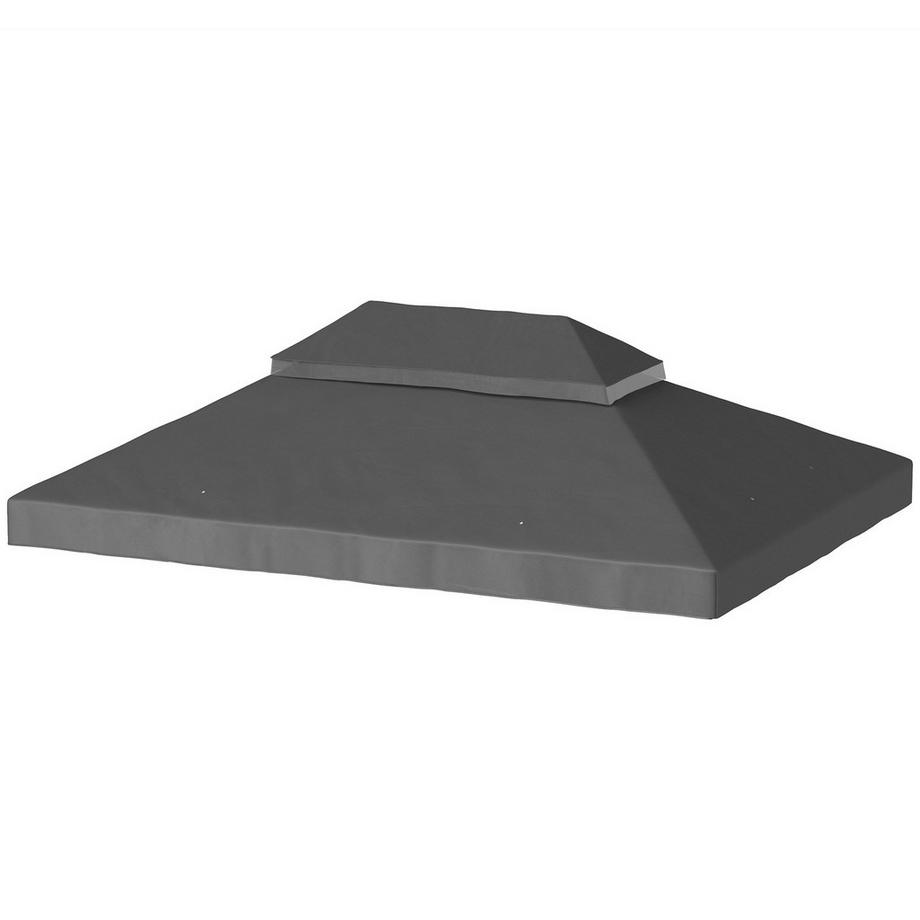 Outsuuny Tetto di ricambio per gazebo 3 x 4 m Tetto per gazebo impermeabile Doppio tetto Copertura di ricambio per gazebo da giardino Parti di ricambio in tessuto Oxford 370 g/m² Grigio scuro