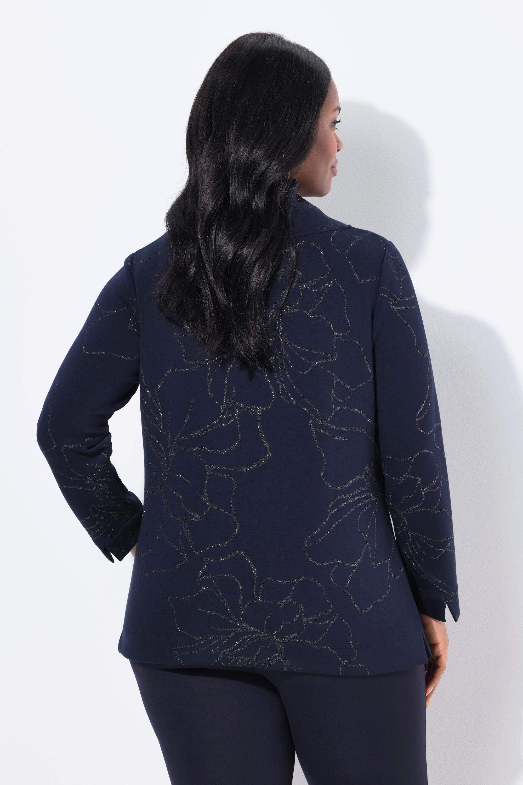 Ulla Popken Sweat-shirt Motif Fleurs Col Montant  