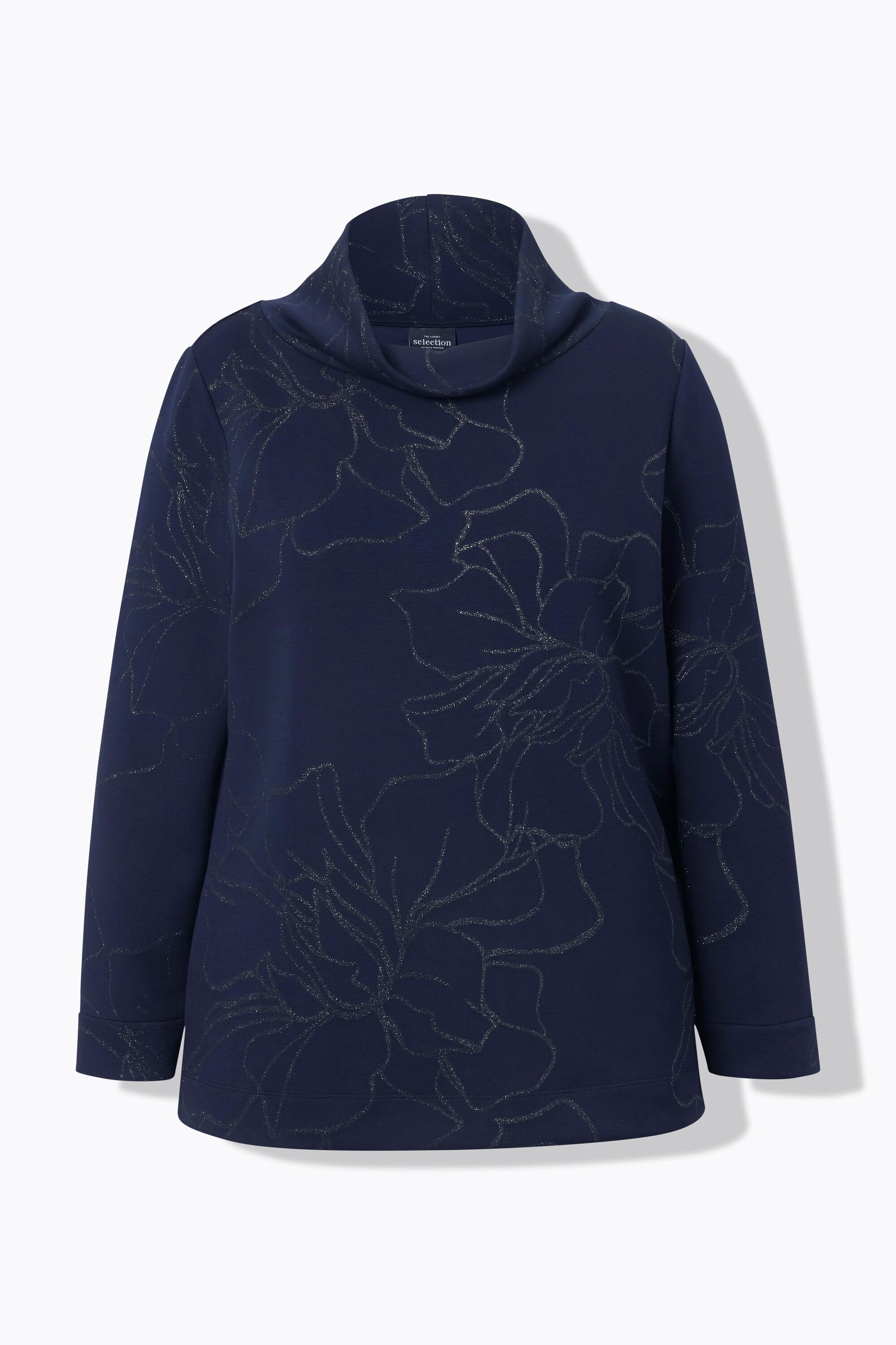 Ulla Popken Sweat-shirt Motif Fleurs Col Montant  