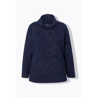 Ulla Popken Sweat-shirt Motif Fleurs Col Montant  