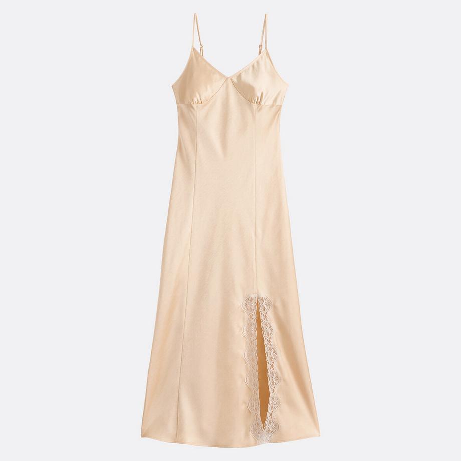 La Redoute Collections Langes Satinkleid mit schmalen Trägern  