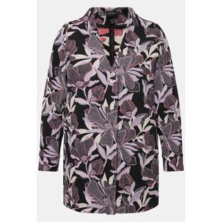 Ulla Popken Jacquard Blüten A-Linien Jacke mit Kelchkragen  