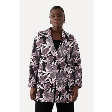 Jacquard-Jacke, Blüten, Kelchkragen