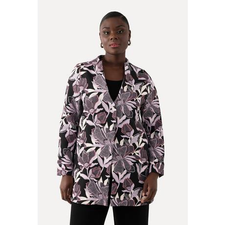 Ulla Popken Jacquard Blüten A-Linien Jacke mit Kelchkragen  