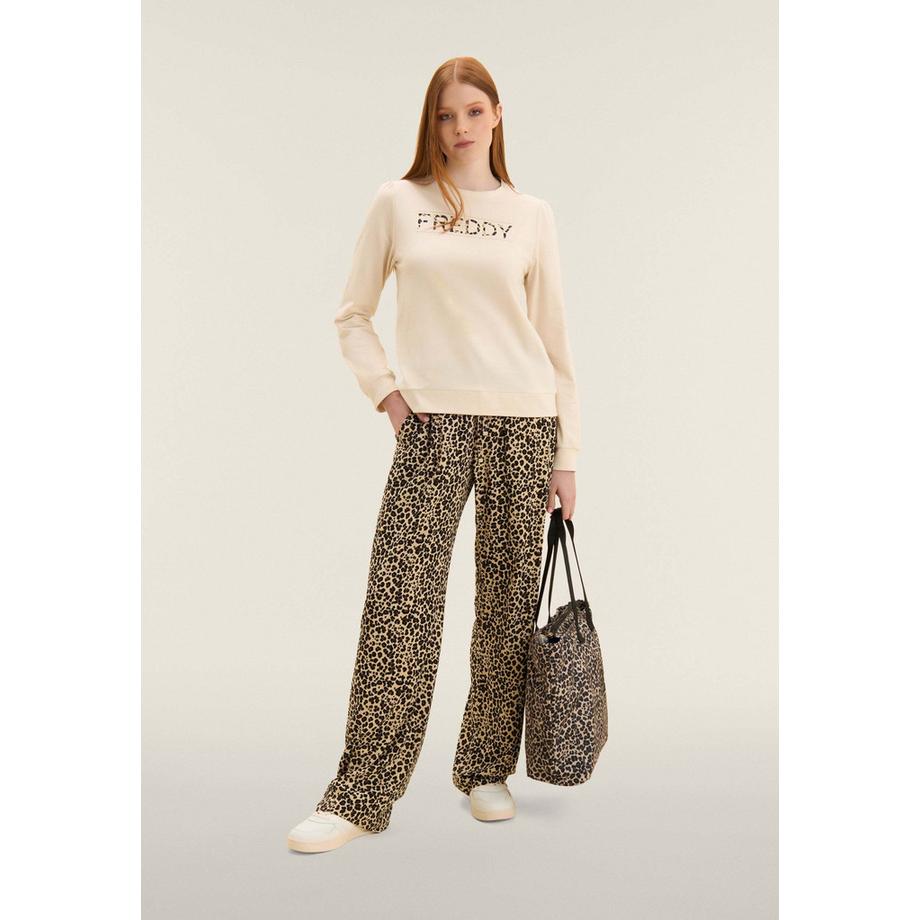 FREDDY S26WSLP5C Pantaloni Larghi Stampa Leopardata  