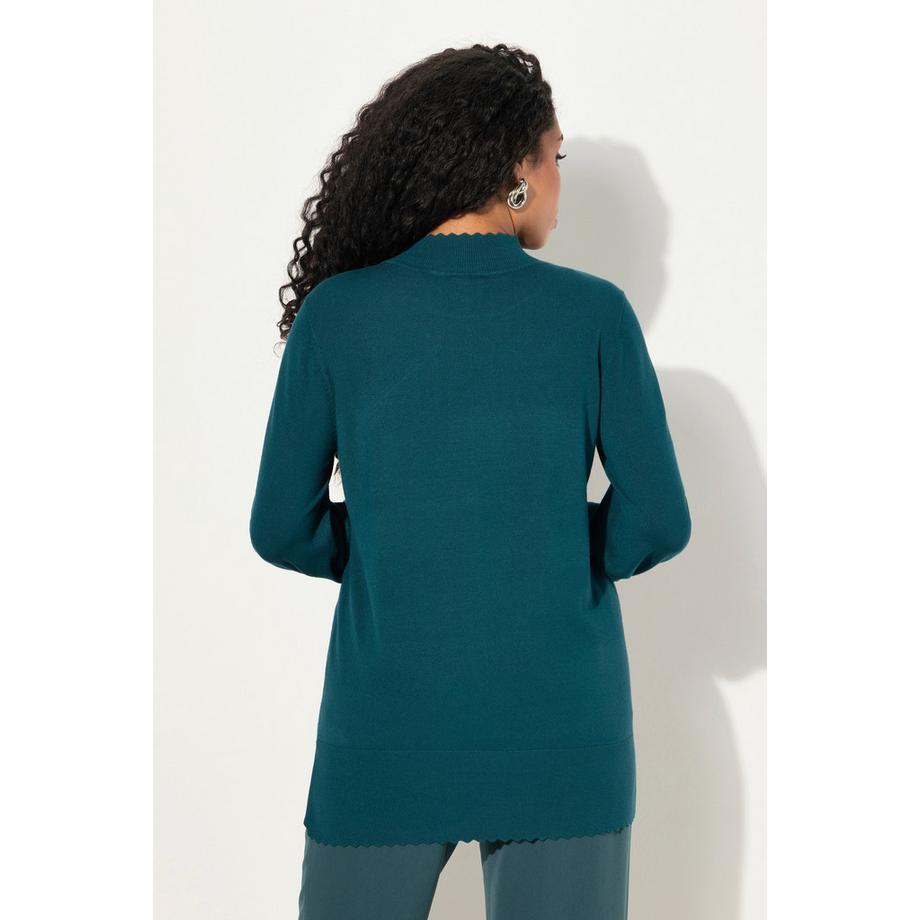 Ulla Popken Maglione Orlo a Cappette Collo Alto Maniche Lunghe  