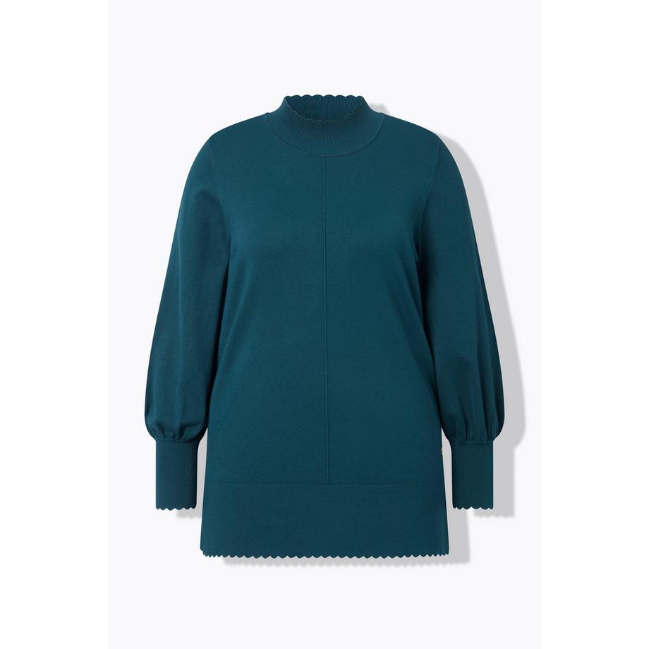 Ulla Popken Maglione Orlo a Cappette Collo Alto Maniche Lunghe  