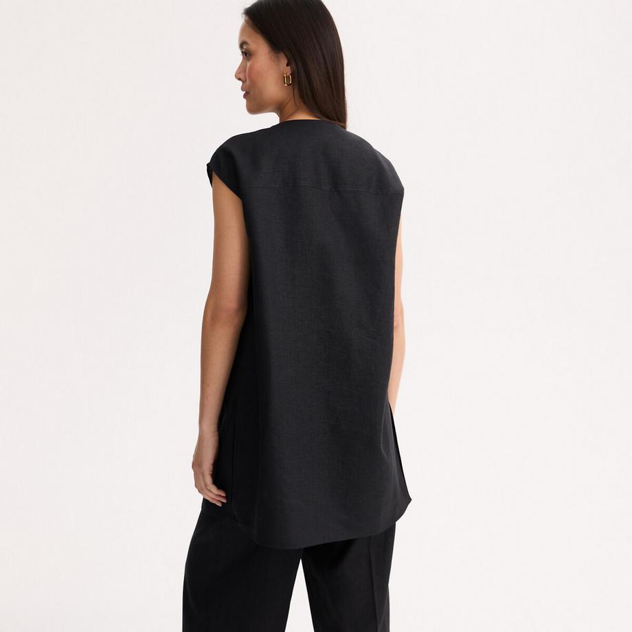 La Redoute Collections Kurzarm Leinen Tunika Tunesischer Kragen  