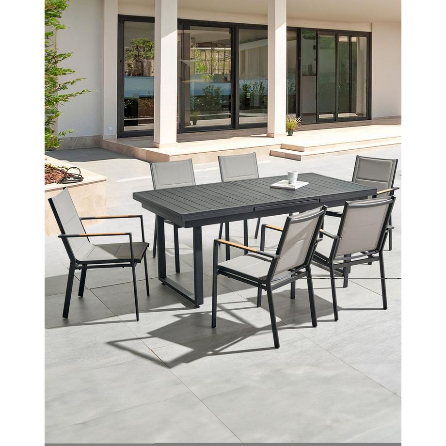 Beliani Gartenstuhl 6er Set aus Aluminium  BUSSETO  