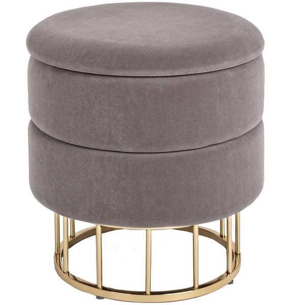 mutoni Tabouret rembourré Pavlina avec espace de rangement gris foncé 38x38cm  