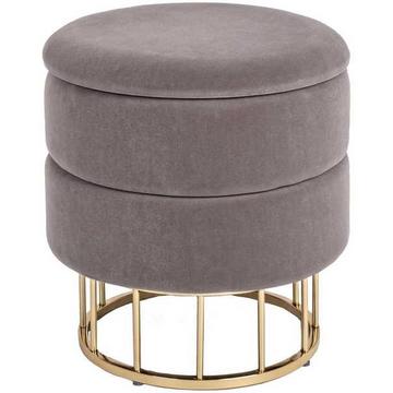 Tabouret rembourré Pavlina avec espace de rangement gris foncé 38x38cm