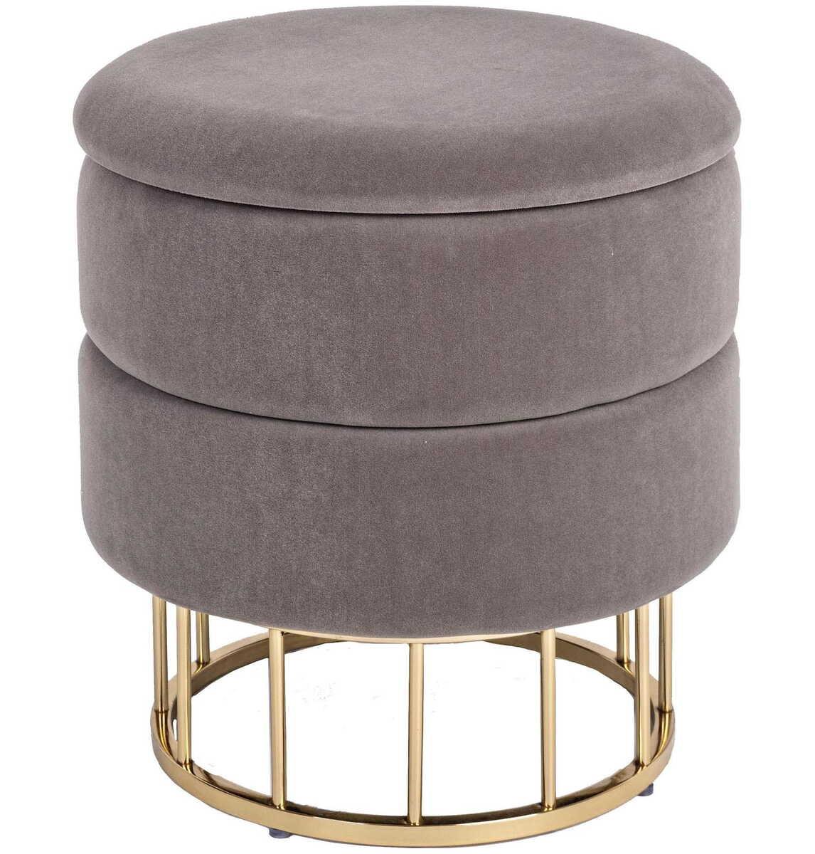 mutoni Tabouret rembourré Pavlina avec espace de rangement gris foncé 38x38cm  