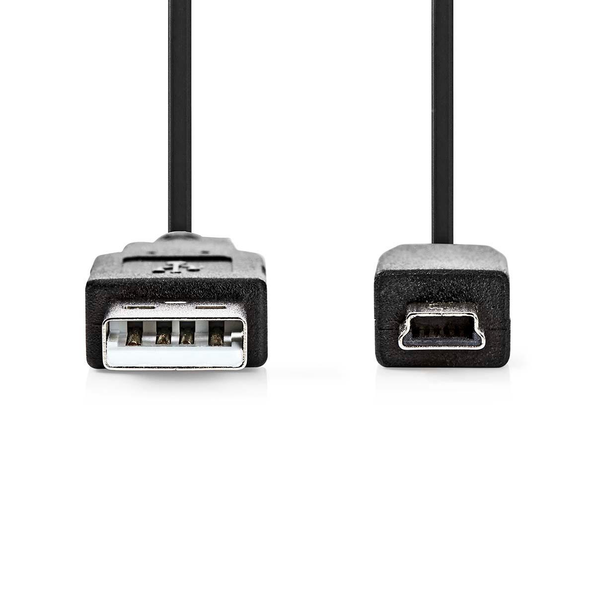 Nedis  USB-Kabel | USB 2.0 | USB-A-Stecker | USB Mini-B 5-poliger Stecker | 480 Mbit/s | Vernickelt | 5,00 m | Rund | PVC | Schwarz | Etikett 
