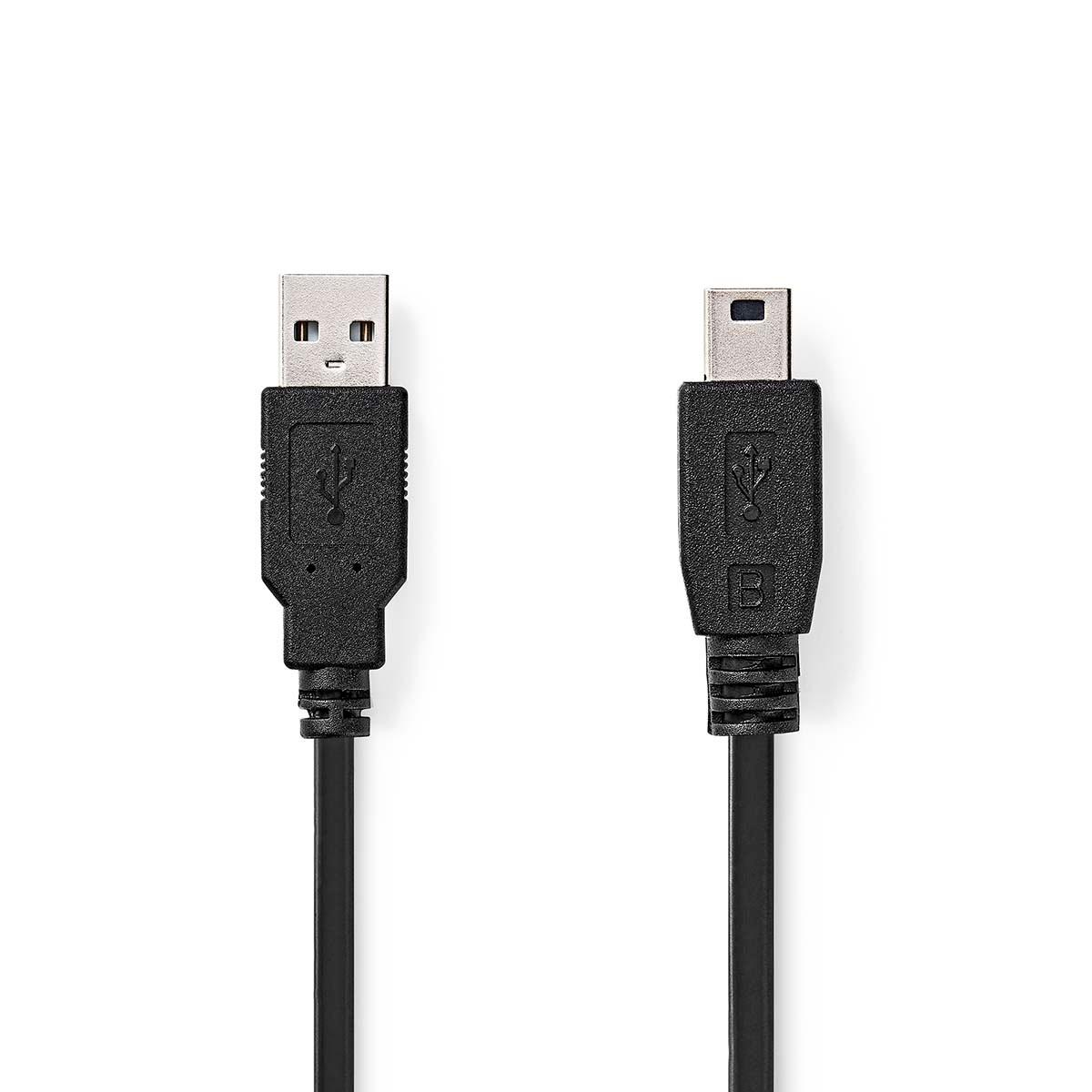Nedis  USB-Kabel | USB 2.0 | USB-A-Stecker | USB Mini-B 5-poliger Stecker | 480 Mbit/s | Vernickelt | 5,00 m | Rund | PVC | Schwarz | Etikett 