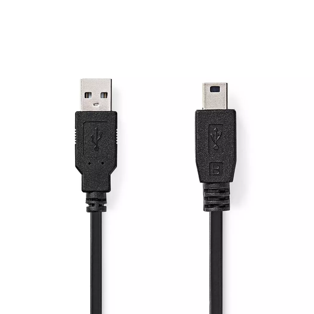 Nedis – USB-Kabel | USB 2.0 USB-A-Stecker Mini-B 5-poliger Stecker 480 Mbit/s Vernickelt 5,00 m Rund PVC Schwarz Etikett, One Size