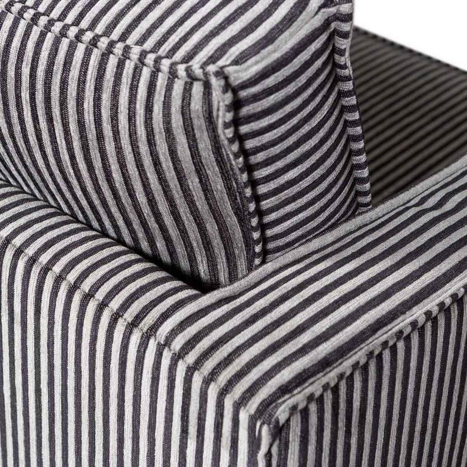 mutoni Fauteuil Rodeo Tissu noir/gris rayé  