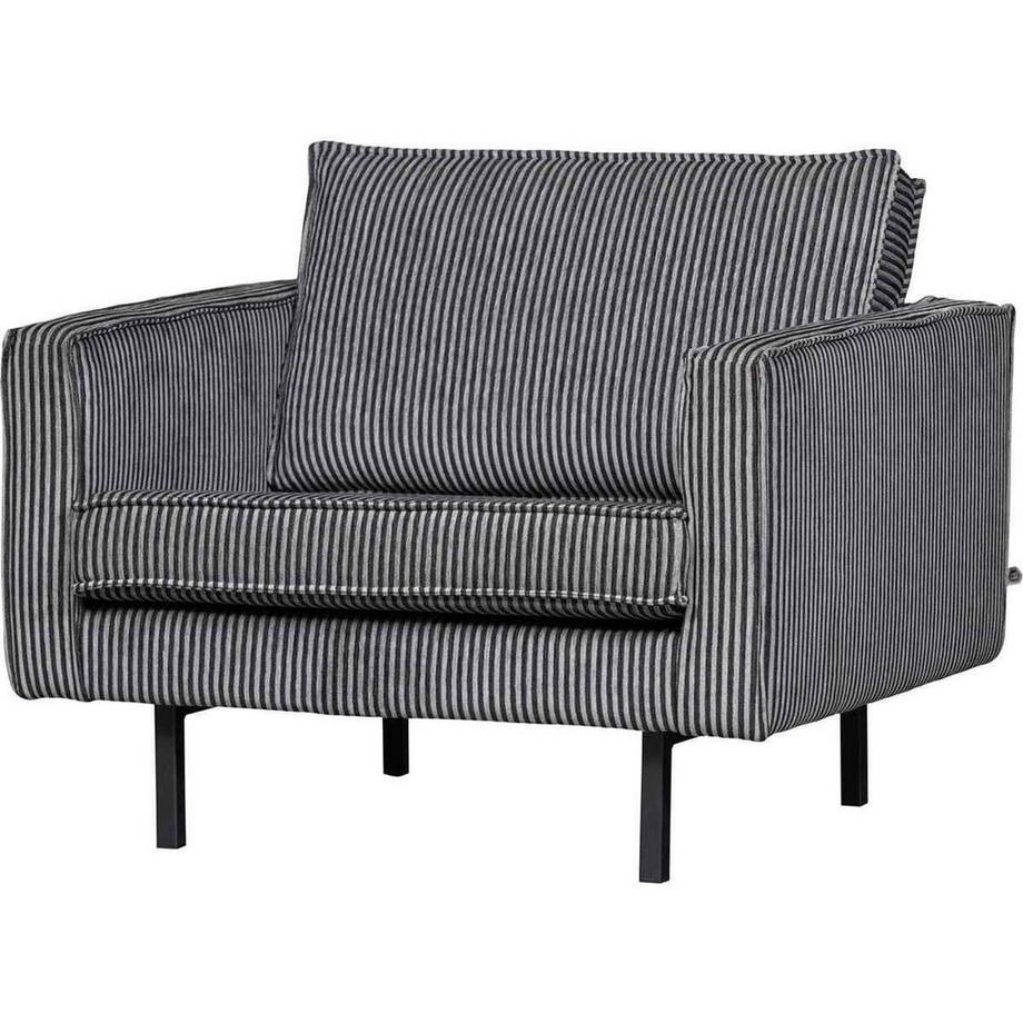 mutoni Fauteuil Rodeo Tissu noir/gris rayé  