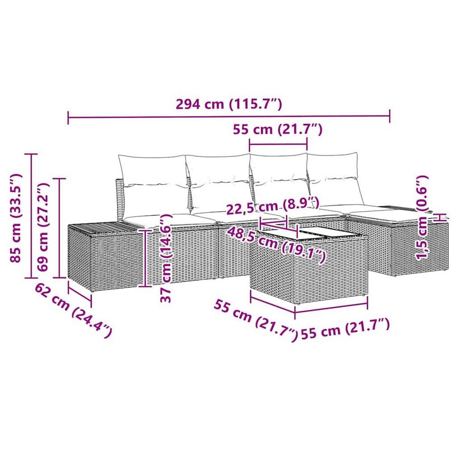 VidaXL Canapé de jardin poly rattan  