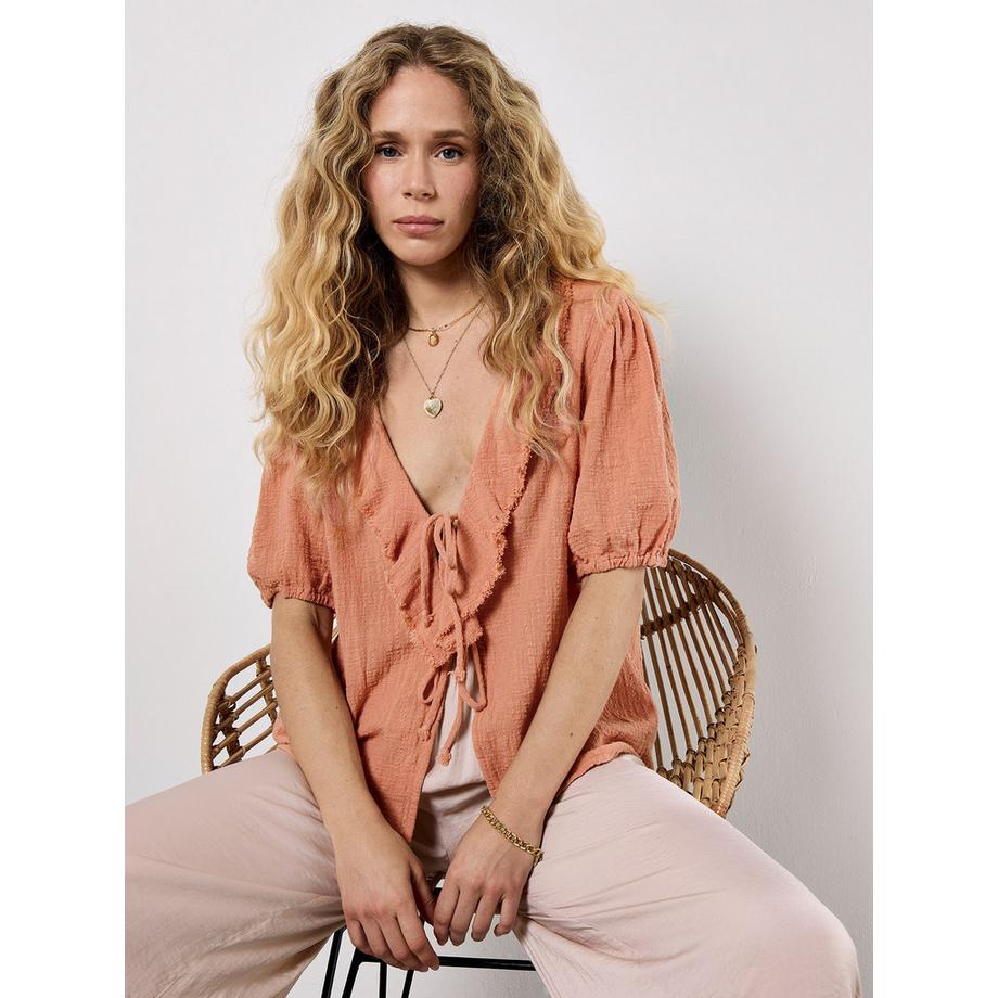 APRICOT Krawatten Top mit rohem Rand  