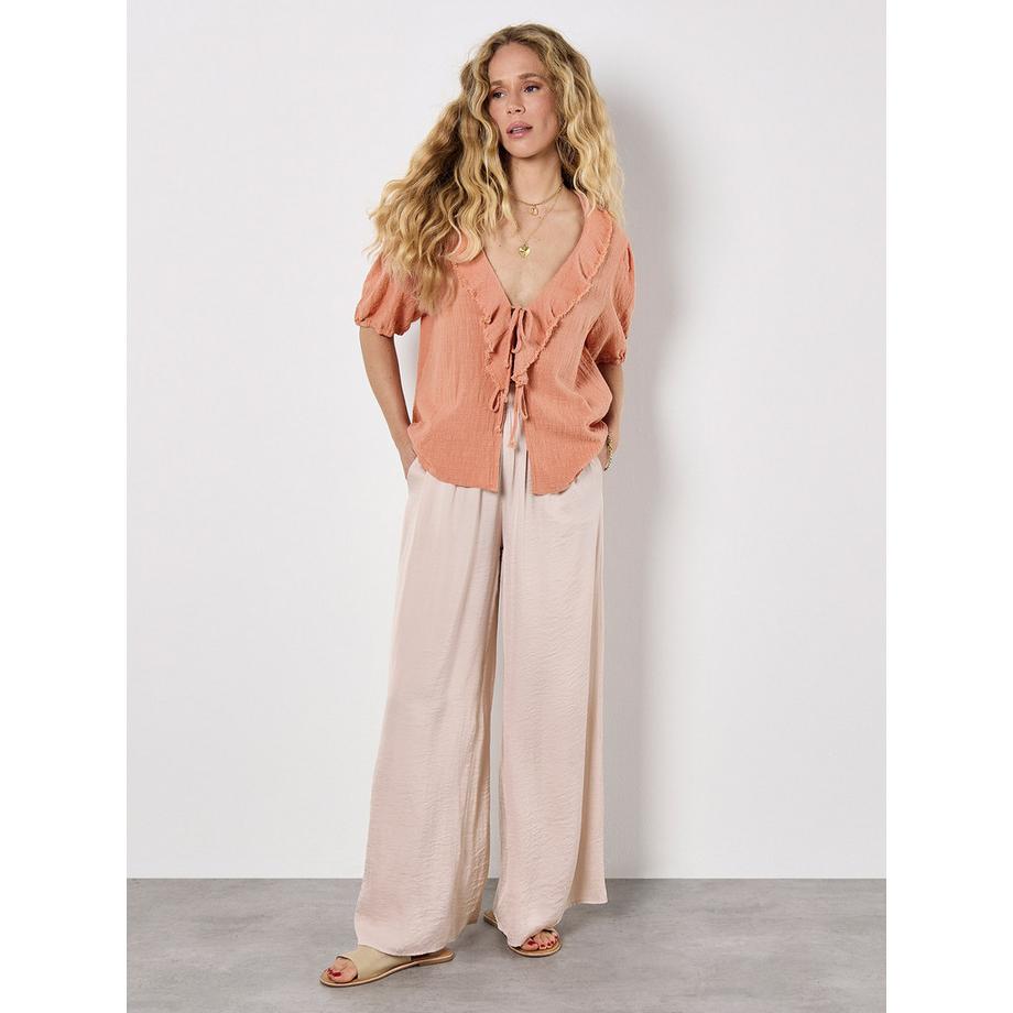 APRICOT Krawatten Top mit rohem Rand  