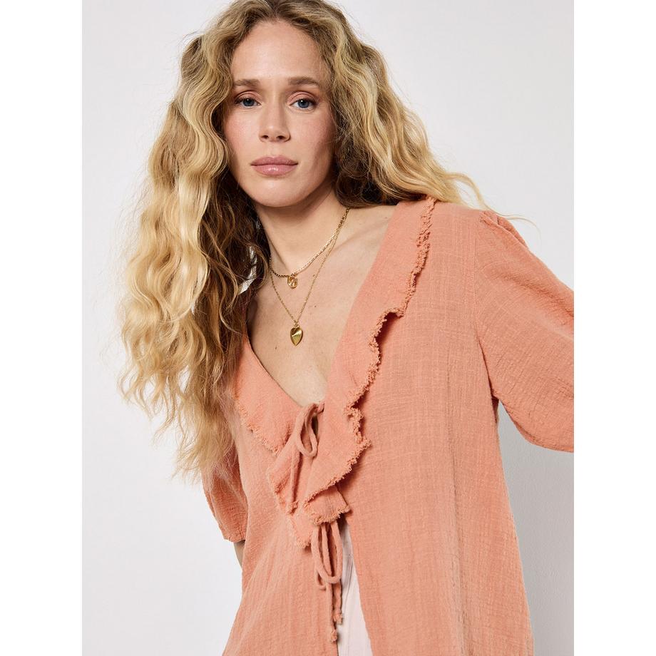 APRICOT Krawatten Top mit rohem Rand  