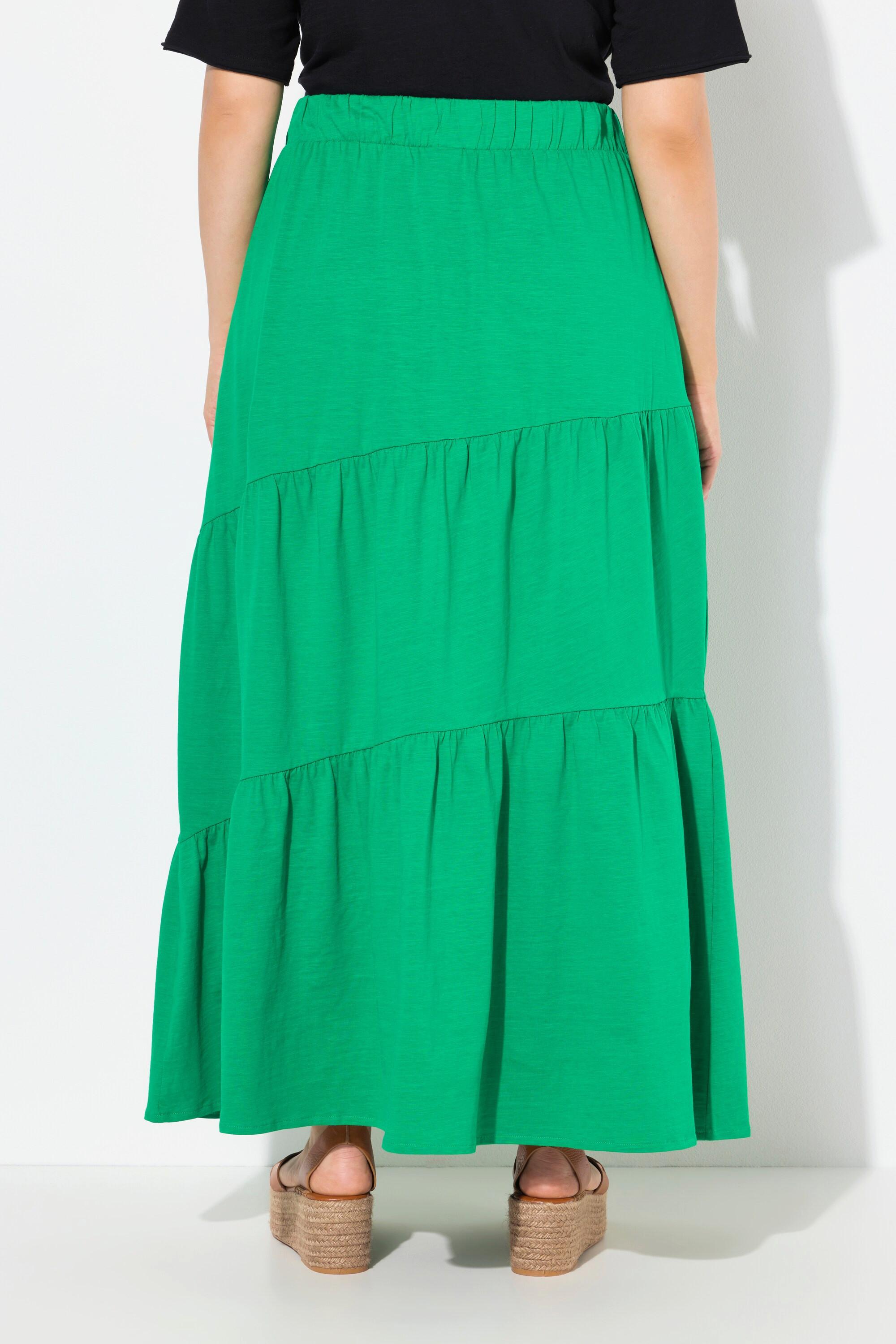 Ulla Popken Maxi Gonna Jersey Balze A Strati Linea A Vita Elastica  